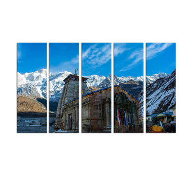 Kedarnath Painting Canvas Wall Painting - With 5 Panel