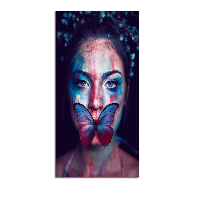 Girl With Butterfly Portrait Canvas Wall Painting