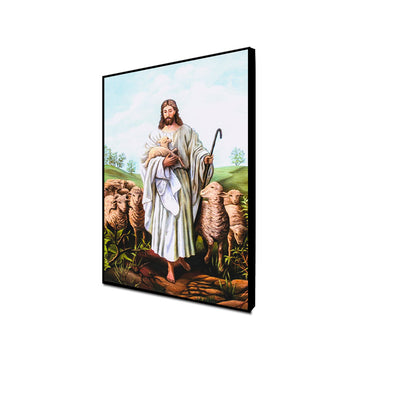 Jesus With Sheep Floating Canvas Wall Painting