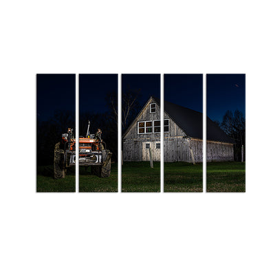 Hut With Jeep Canvas Wall Painting - With 5 Panel