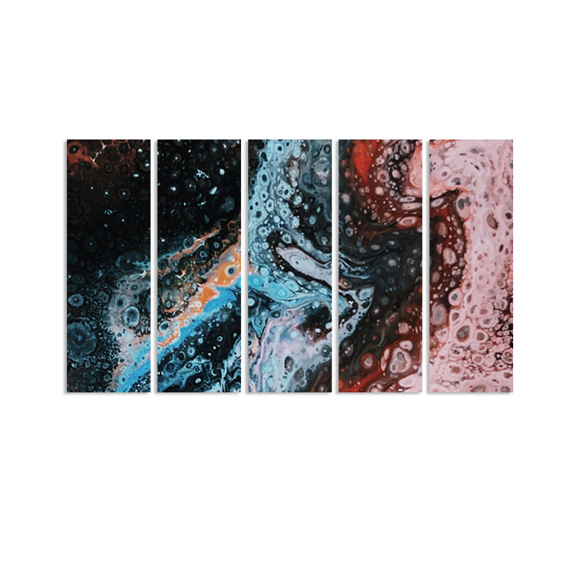 Fluid Abstract Canvas Wall Painting - With 5 Panel
