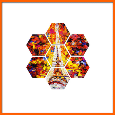 Eiffel Tower Abstract Art Hexagonal Canvas Wall Painting
