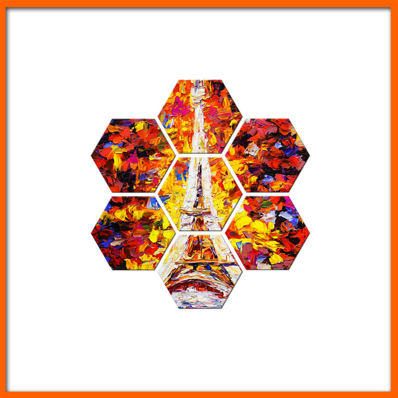 Eiffel Tower Abstract Art Hexagonal Canvas Wall Painting