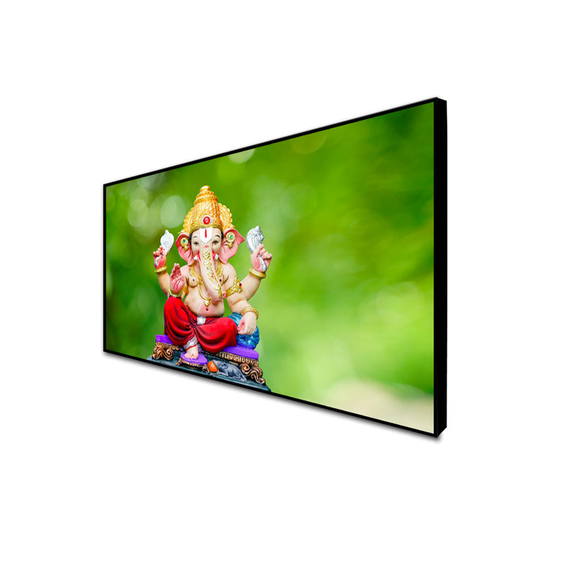 Cute Lord Ganesha Canvas Floating Frame Wall Painting
