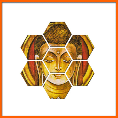 Golden Buddha Hexagonal Canvas Wall Painting