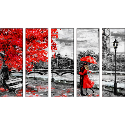 Couple Art Canvas Wall Painting- With 5 Frames