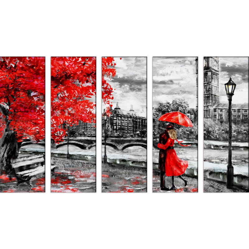 Couple Art Canvas Wall Painting- With 5 Frames