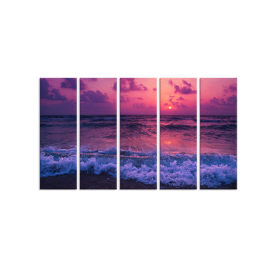Beautiful Beach View Canvas Wall Painting - With 5 Panel