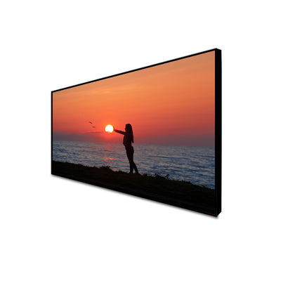 Girl Touching The Sun Canvas Floating Frame Wall Painting