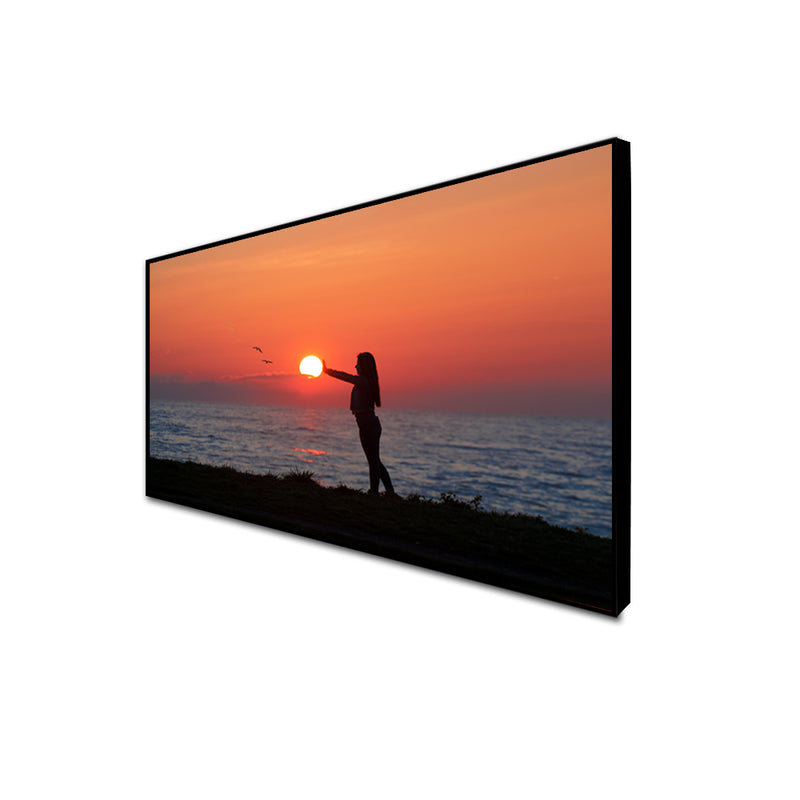 Girl Touching The Sun Canvas Floating Frame Wall Painting