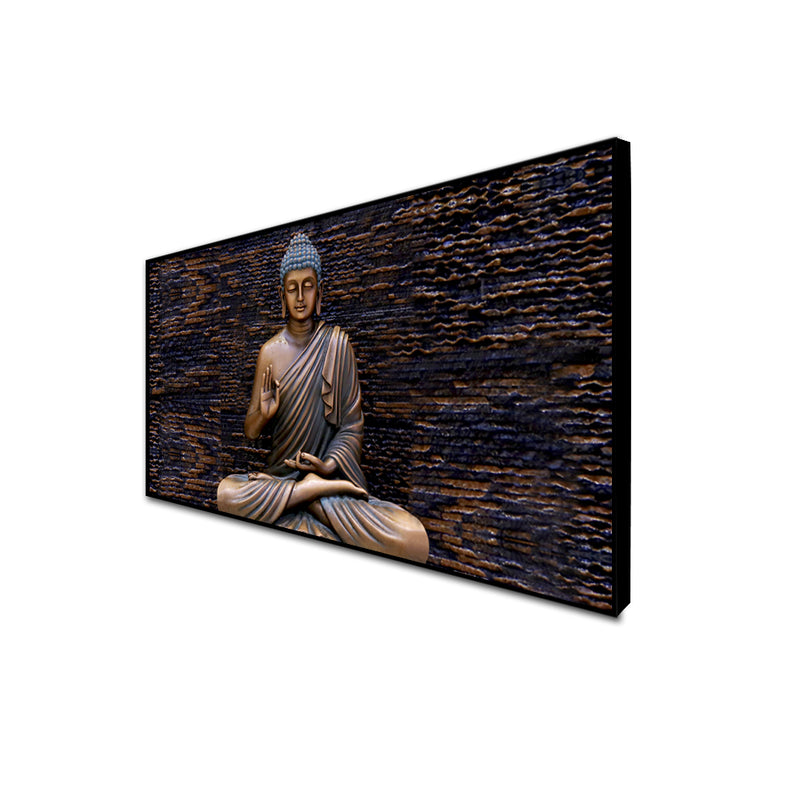 Landscape Meditating Buddha Canvas Floating Frame Wall Painting
