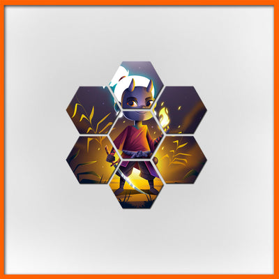 Little Boy Illustration Hexagonal Canvas Wall Painting