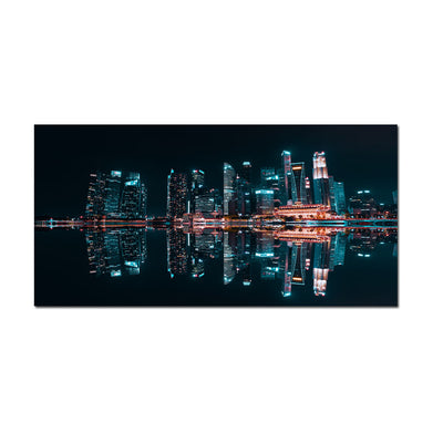 City Reflection At Night Canvas Wall Painting