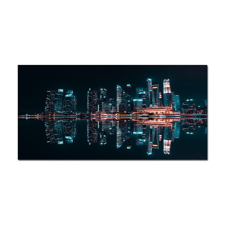 City Reflection At Night Canvas Wall Painting