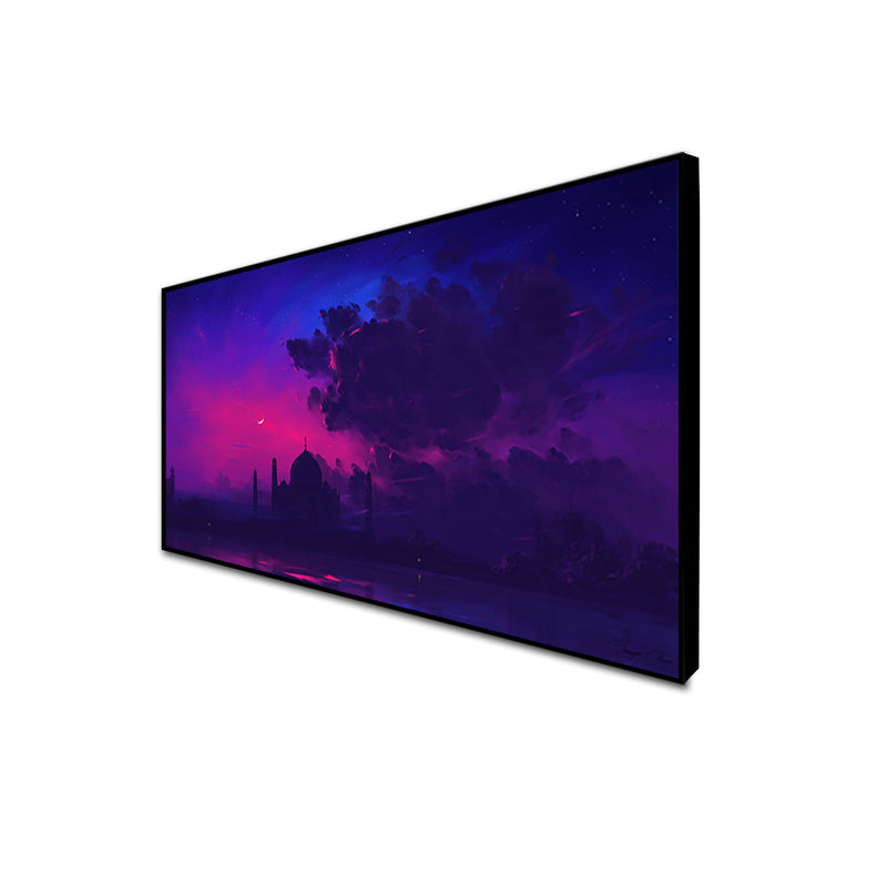Abstract Painting Of Taj Mahal Canvas Floating Frame Wall Painting