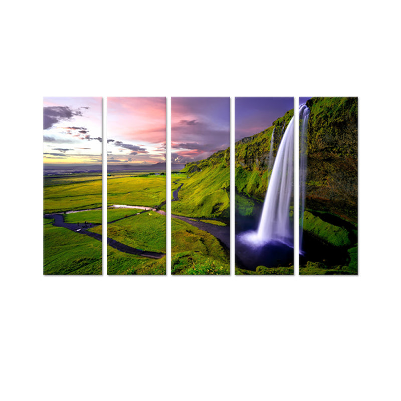 Amazing Waterfall Canvas Wall Painting - With 5 Panel