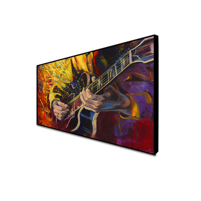 Man Playing Guitar Abstract Canvas Floating Frame Wall Painting