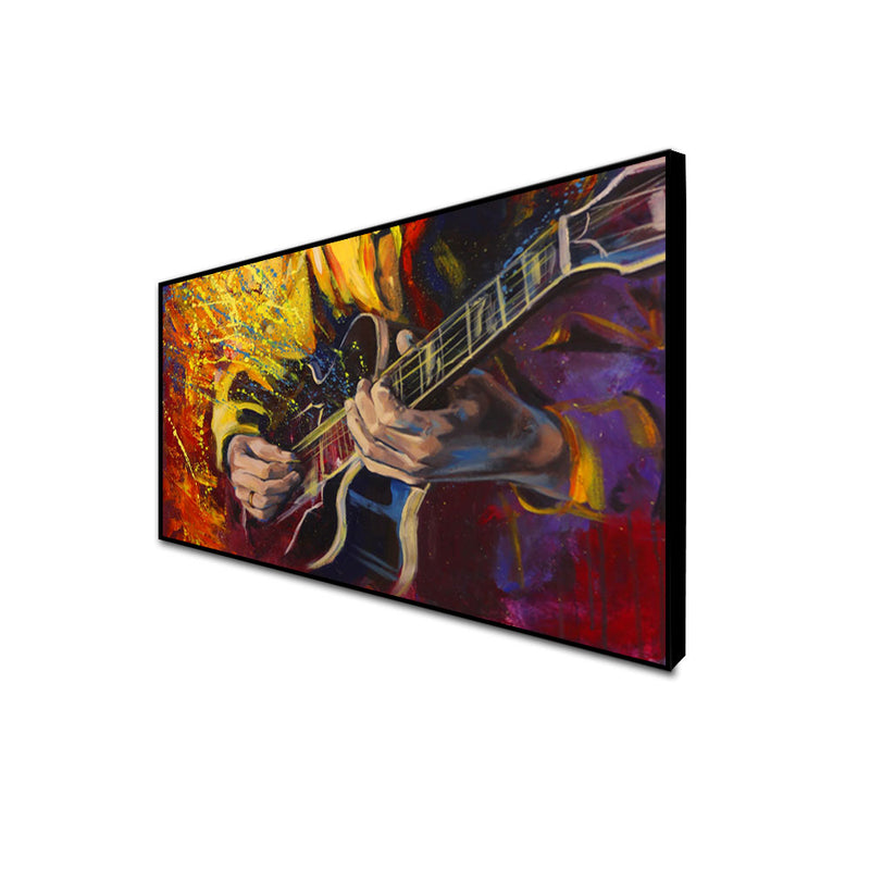 Man Playing Guitar Abstract Canvas Floating Frame Wall Painting