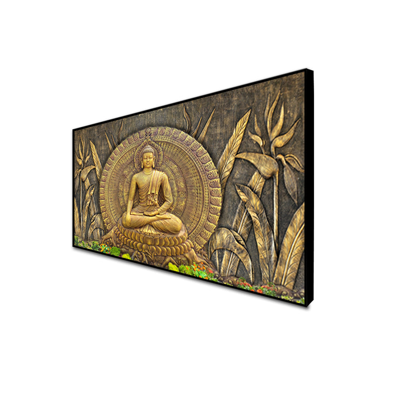Golden Buddha Canvas Floating Frame Wall Painting