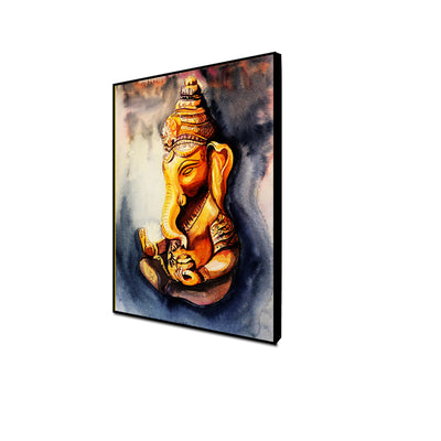 Ganesha Illustrative Floating Frame Canvas Wall Painting
