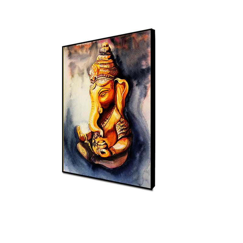 Ganesha Illustrative Floating Frame Canvas Wall Painting