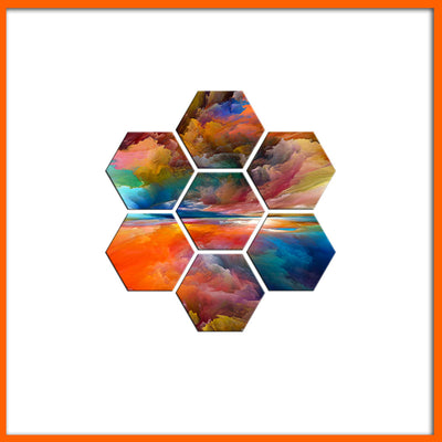 Colorful Sky Hexagonal Abstract Canvas Wall Painting