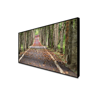 Autumn Road View Canvas Floating Frame Wall Painting