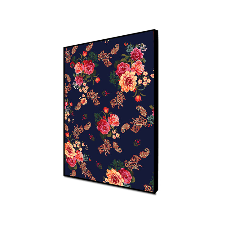 Floral Pattern Madhubani Art Floating Frame Canvas Wall Painting