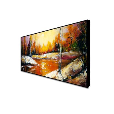 Abstract River View Canvas Floating Frame Canvas Wall Painting