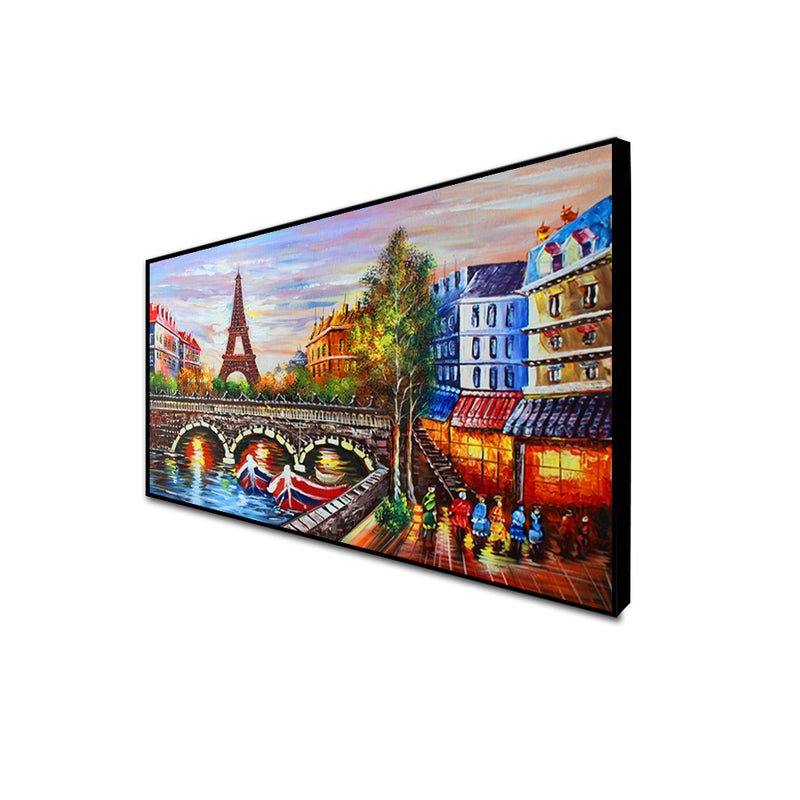 Eiffel Tower Sea View Floating Frame Canvas Wall Painting