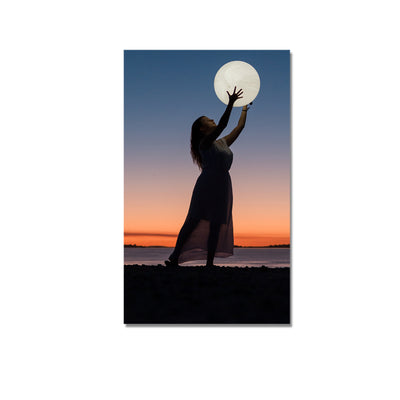 Girl Holding Moon Ball Canvas Wall Painting
