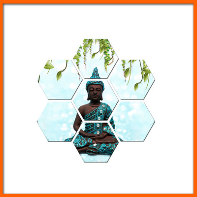 Buddha Statue Hexagonal Canvas Wall Painting