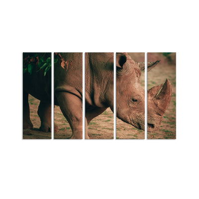 Indian Raino Canvas Wall Painting - With 5 Panel