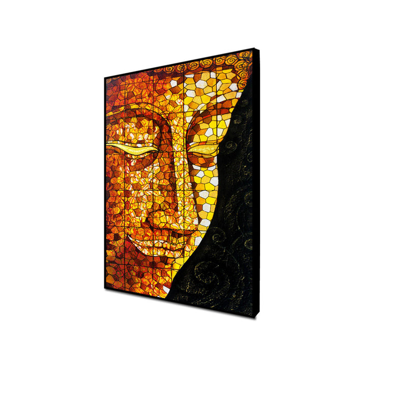 Golden Buddha Face Floating Canvas Wall Painting