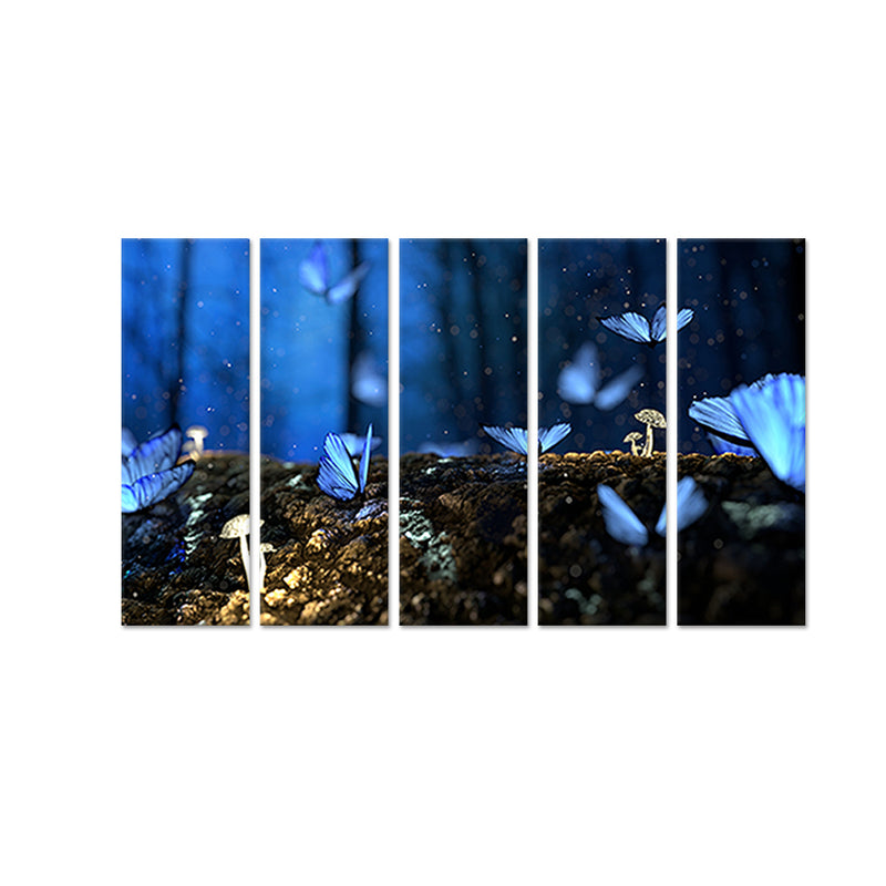 Beautiful Blue Butterfly Canvas Wall Painting - With 5 Panel