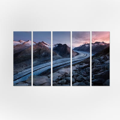 Mountains Pathway Canvas Wall Painting - With 5 Panel