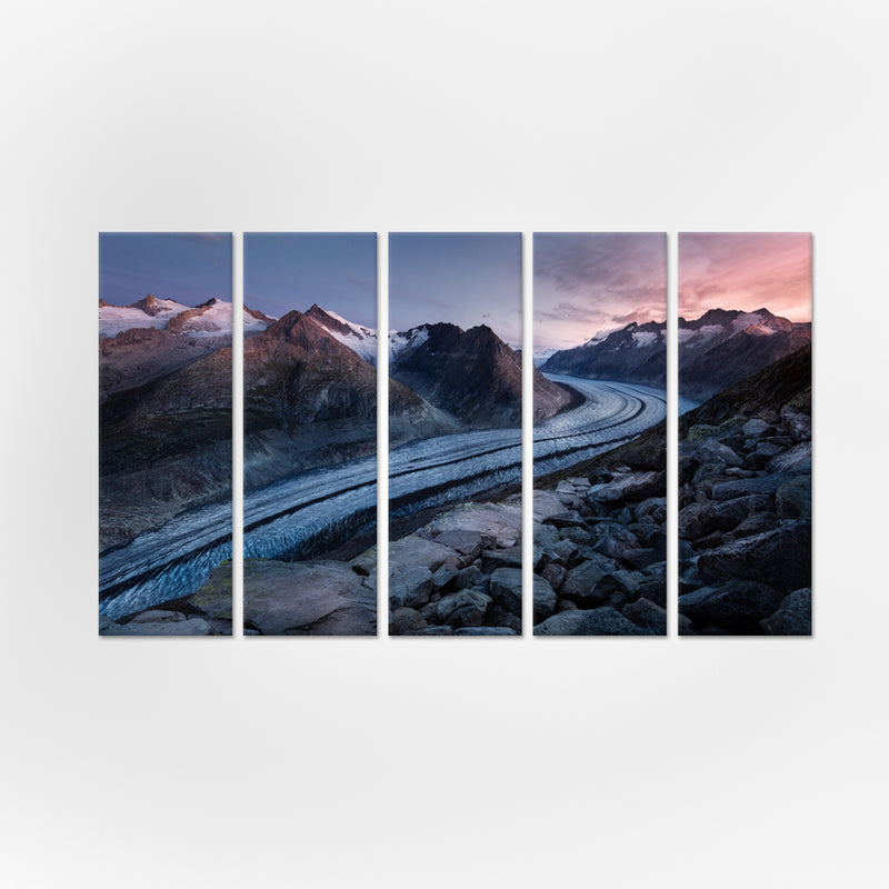 Mountains Pathway Canvas Wall Painting - With 5 Panel