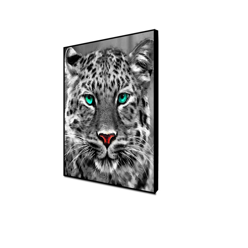 Black & White Jaguar Floating Frame Canvas Wall Painting