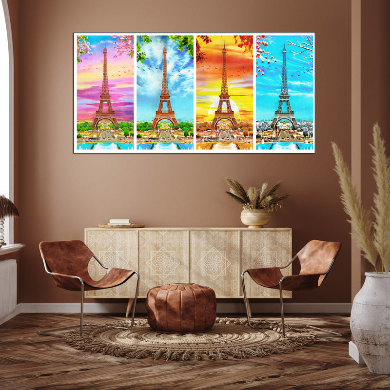 Multicolor Eiffel Tower Canvas Wall Painting