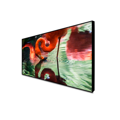 A Pink Flamingo Drinking Water Canvas Floating Frame Wall Painting