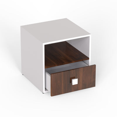 Dimora Bed Side Table in walnut and White