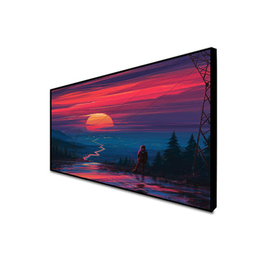 Abstract Sunset Modern Art Canvas Floating Frame Wall Painting