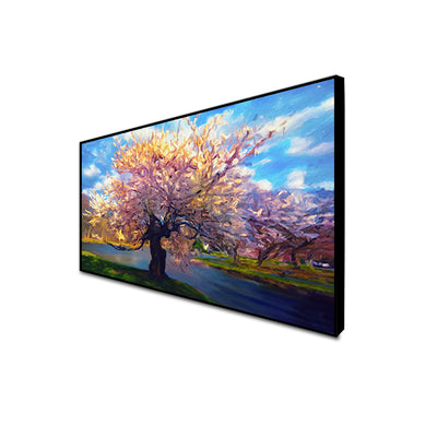 Abstract Colorful Rainbow Tree Canvas Floating Frame Wall Painting