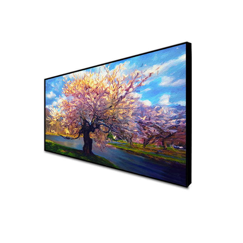 Abstract Colorful Rainbow Tree Canvas Floating Frame Wall Painting