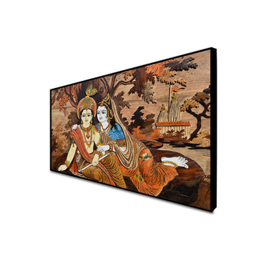 Lovely Krishna Radha Canvas Floating Frame wall Painting