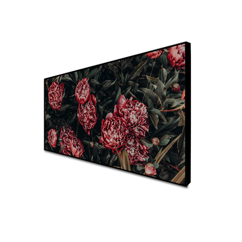 Abstract Red Flower Canvas Floating Frame Wall Painting