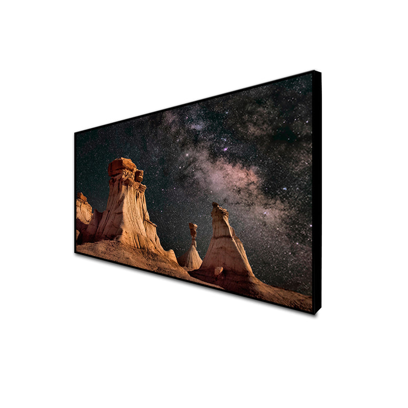 Stone Hill & Starry Night Sky Floating Framed Canvas Wall Painting