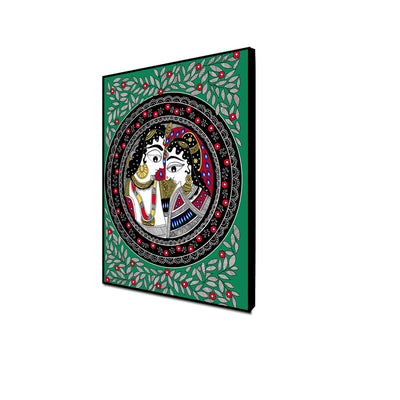 Krishn Radha Madhubani Canvas Wall Painting