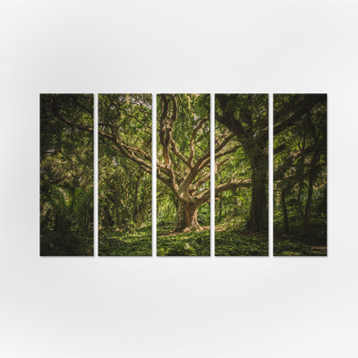 Dark Forest Canvas Wall Painting - With 5 Panel