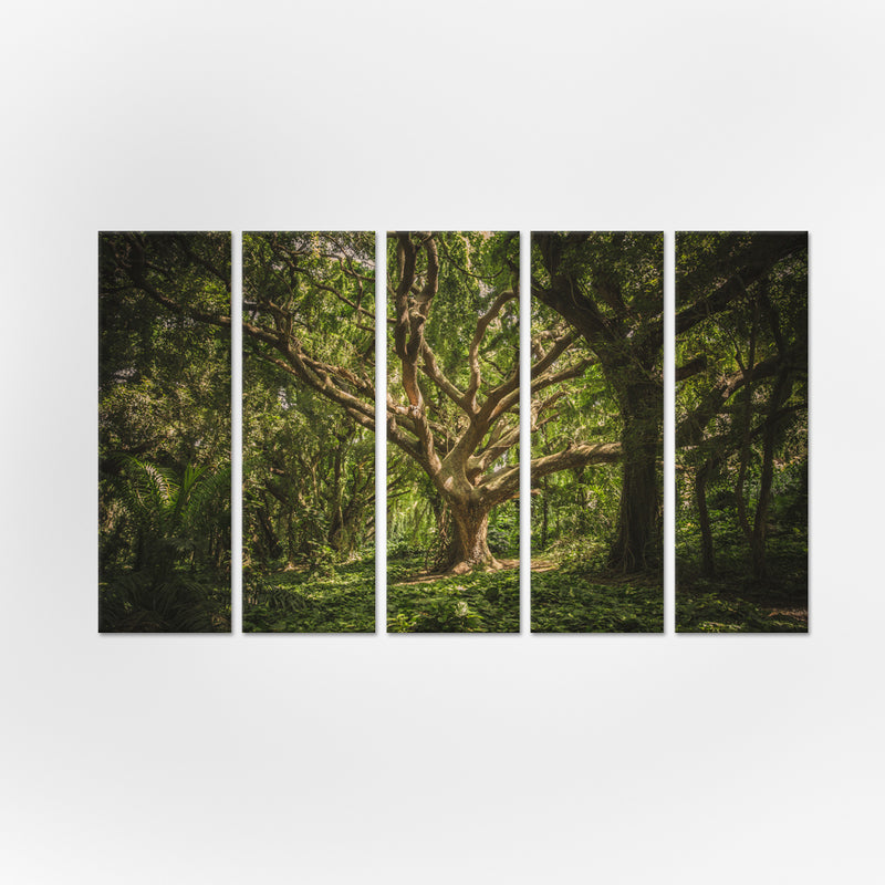 Dark Forest Canvas Wall Painting - With 5 Panel